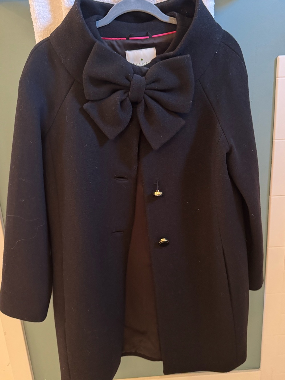 kate spade Black Bow-Front Peacoat